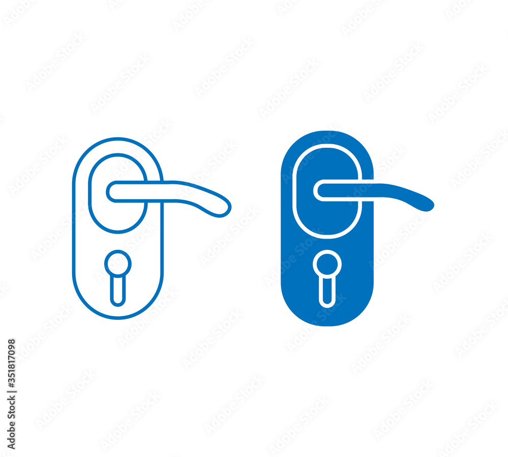 Door handle outline and filled vector icon sign symbol. Door handle outline and filled vector icon sign symbol.