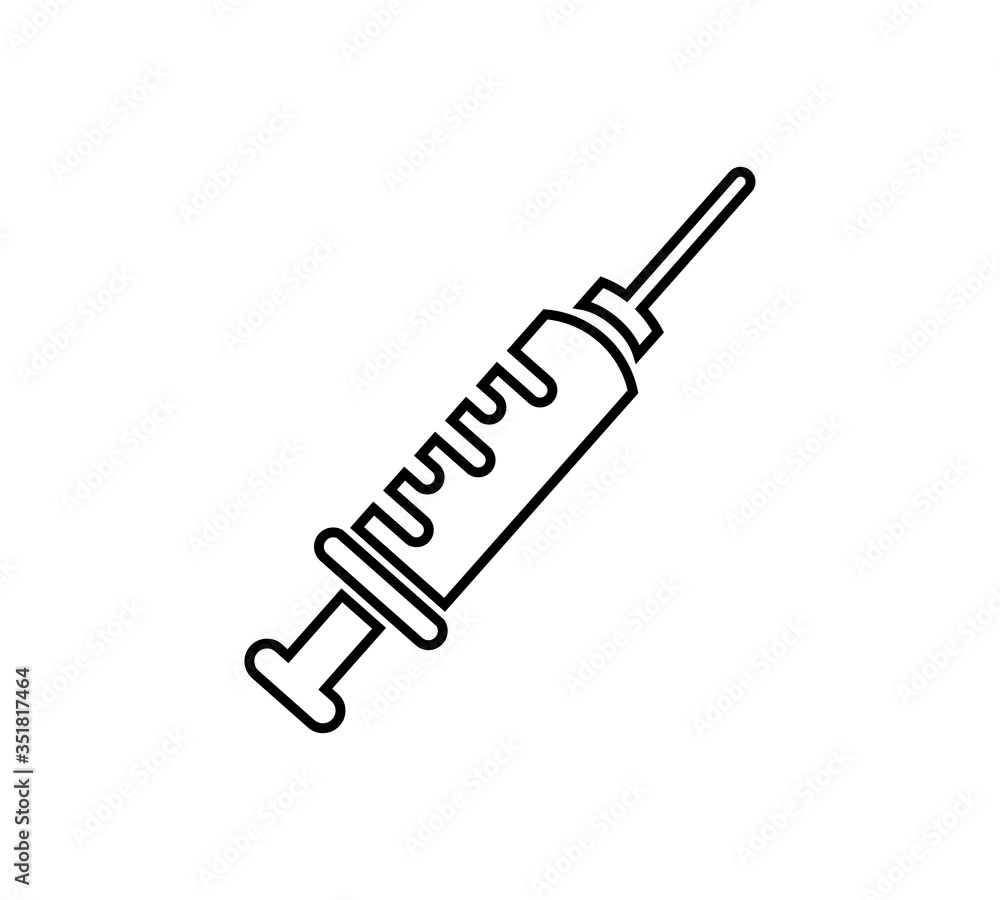 Syringe line icon. Vaccine or injection symbol, linear style pictogram on white background. Medicine vector sign for web and mobile concept. Syringe line icon. Vaccine or injection symbol, linear style pictogram on white background. Medicine vector sign for web and mobile concept.