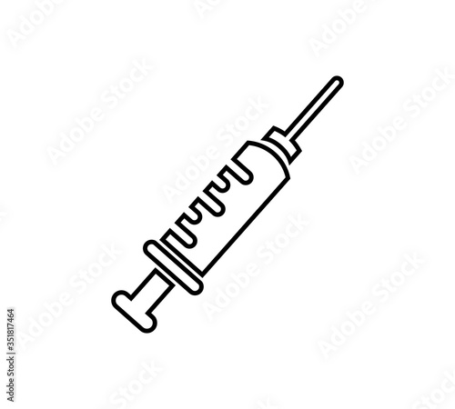 Syringe line icon. Vaccine or injection symbol, linear style pictogram on white background. Medicine vector sign for web and mobile concept.