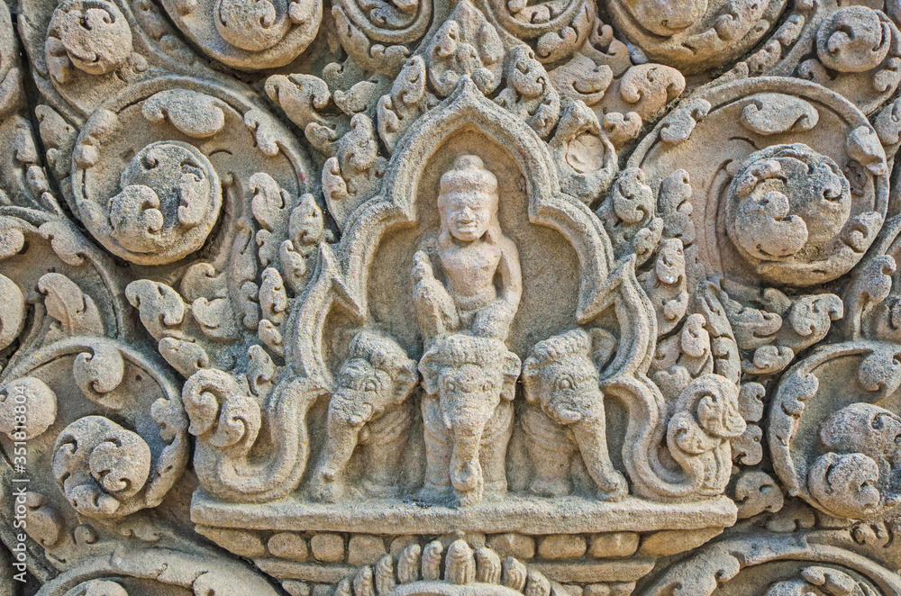God on elephant sculptures with beautiful pattern
