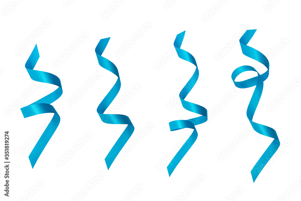 A blue ribbons isolated on a white background with clipping path. A blue ribbons isolated on a white background with clipping path.