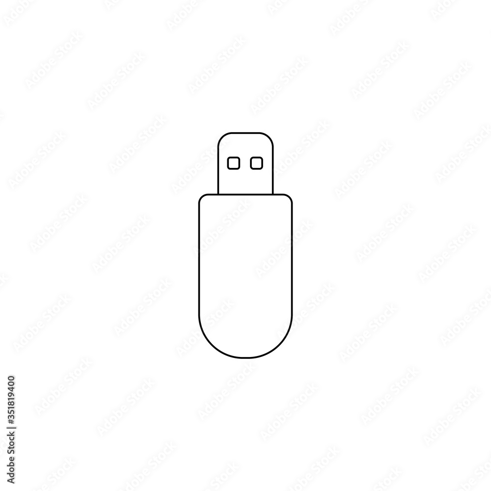 USB icon. Flash Drive vector line icon symbol isolated on white background. USB icon. Flash Drive vector line icon symbol isolated on white background.