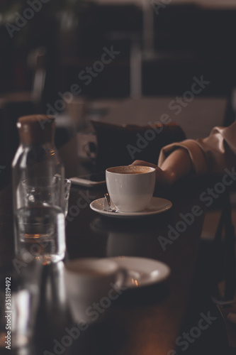 coffee cappuccino in the coffee shop