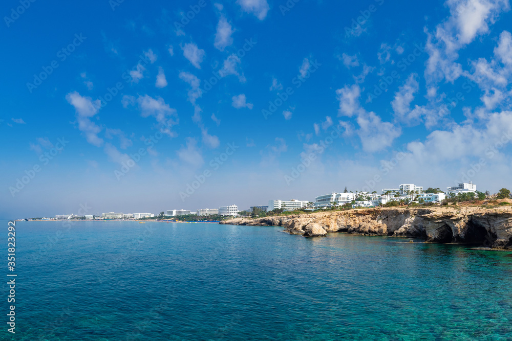 Cyprus beach. Panorama Of Ayia NAPA. Coast of the Republic of Cy