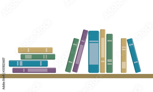 Color books stend on shelf