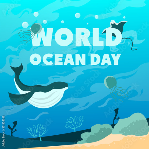 whale in the sea of World Ocean Day
