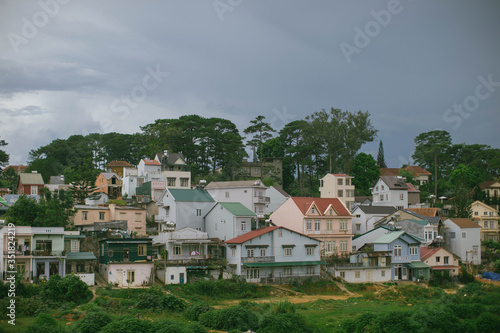 houses in the village at Dalat city , Vietnam.