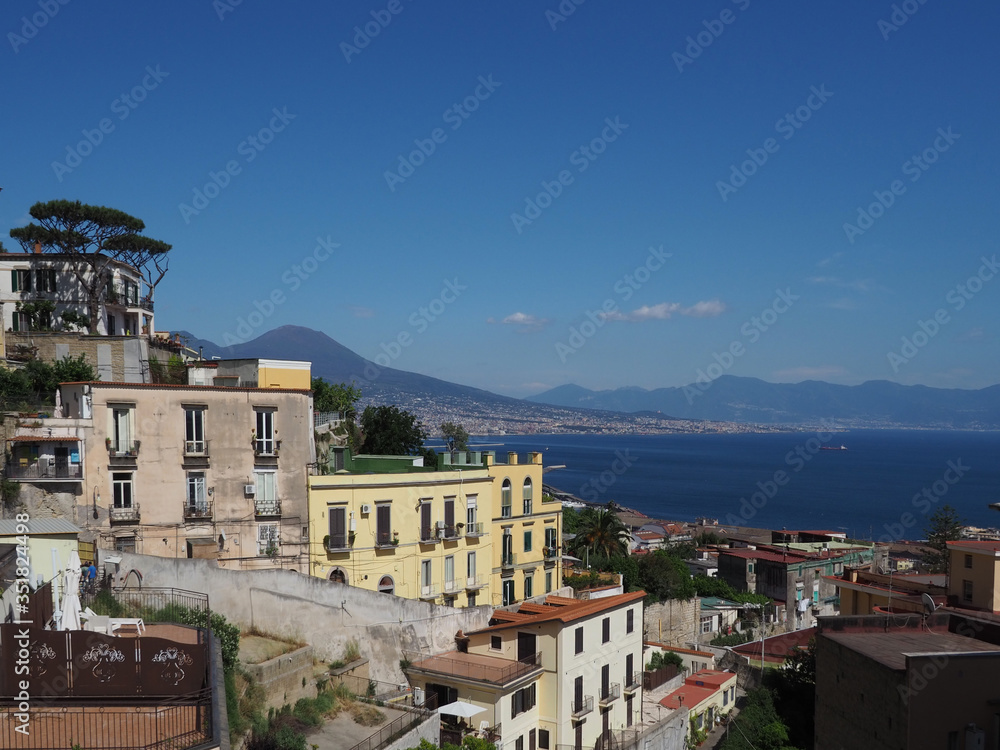 Panoramic view of the buildings of the historic center of the city of Naples, Italy.