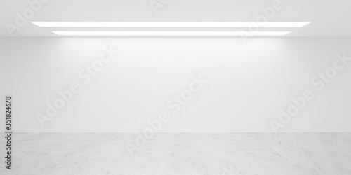 Fototapeta Naklejka Na Ścianę i Meble -  Empty white office wall loft interior 3d rendering illustration sunny lighting with empty blank copyspace to add your content