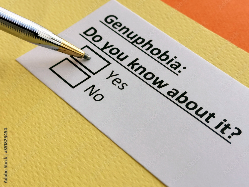 Fototapeta premium One person is answering question about genuphobia.
