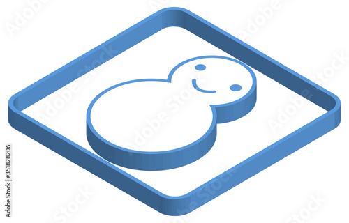 雪だるまの青いアイソメトリックイラスト
