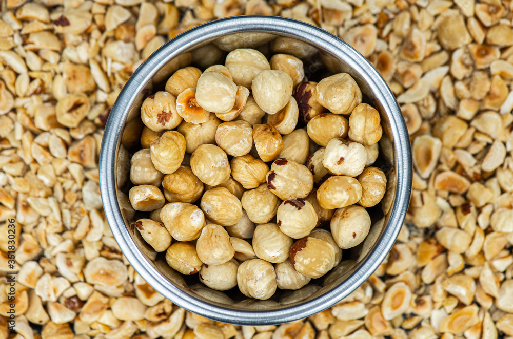 Chopped Hazelnuts for use as background image or as texture Chopped Hazelnuts for use as background image or as texture