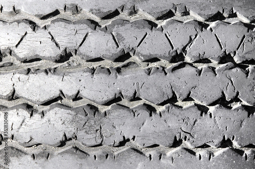 Texture of used car tire. photo