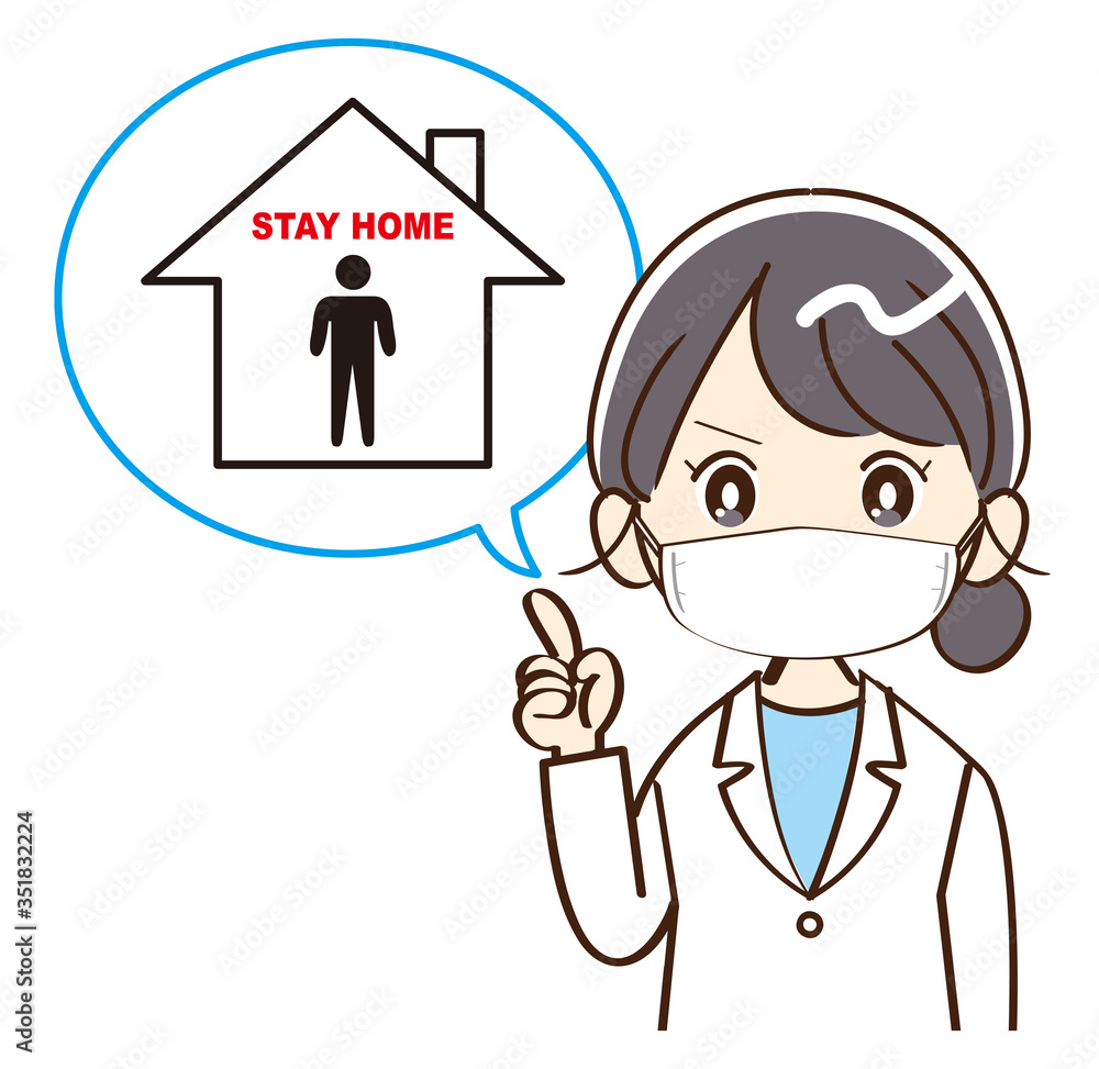 女性、医者、お家で過ごそう 女性、医者、お家で過ごそう