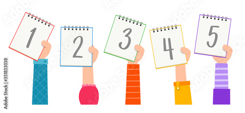 cute little kid study math number count apple
