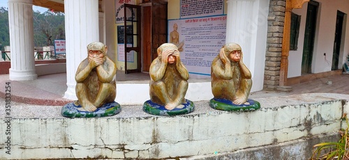 Canvas Print Three monkeys of mahatma gandhi