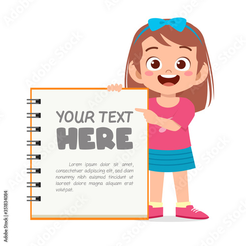 blank note book template with cute little kid
