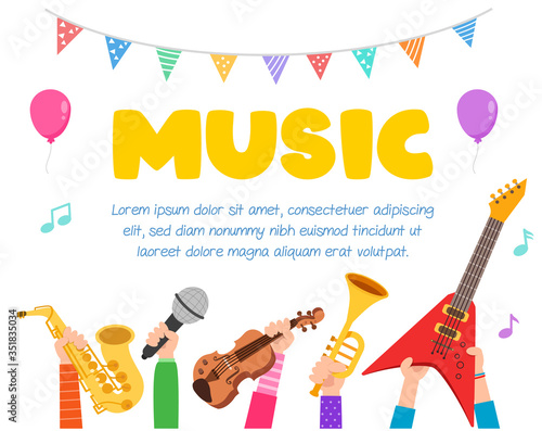 cute music festival poster template with text