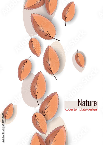 Bright colored leaves on white. Creative abstract background for your design. Vector