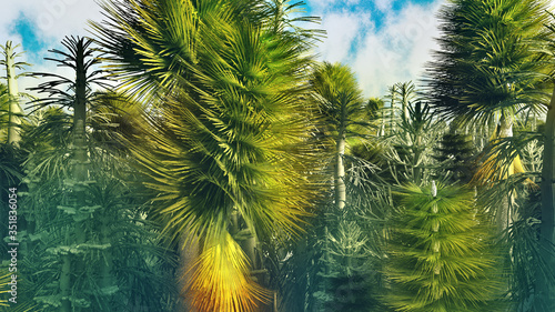 Slika na platnu Dinasour forest in big resolution 3d rendering
