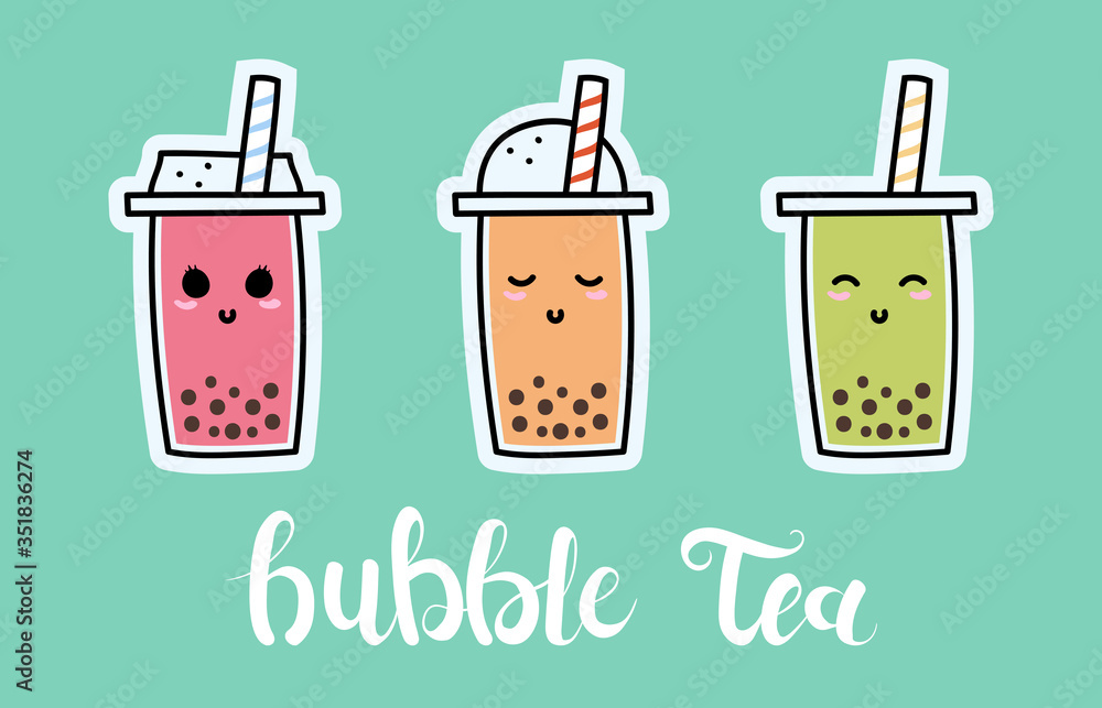 bubble-tea-cup-set-with-lettering-cute-asian-boba-milk-and-juice-tea