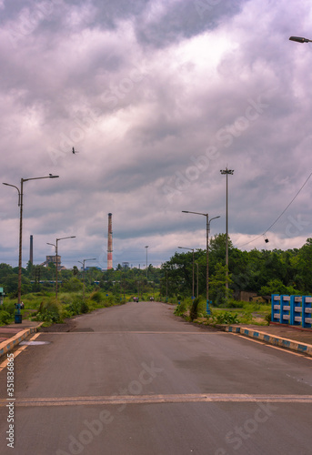 Indian State Highway with Moody sky. photo