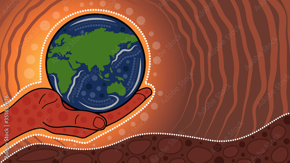 Aboriginal dot art painting depicting save the earth Stock Vector ...