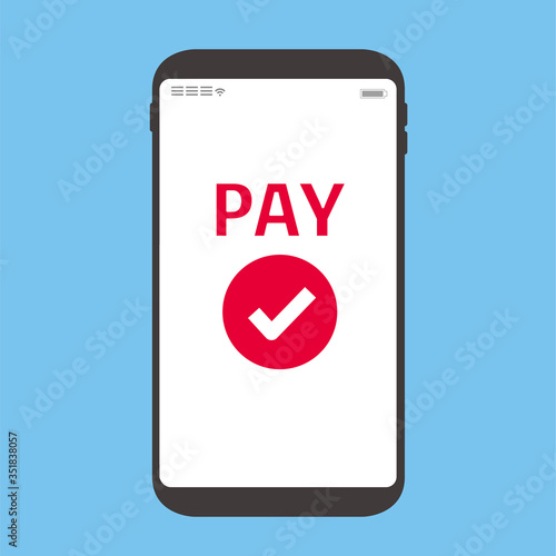 Payment with smartphone icon illustration