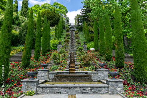 Italian Floral Water Cascade in Mainau at lake constance