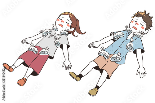 熱中症のため氷嚢で冷やす