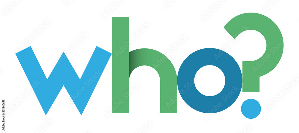 WHO? blue and green vector geometric type banner - obrazy, fototapety, plakaty 