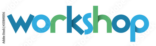 WORKSHOP blue and green vector geometric type banner