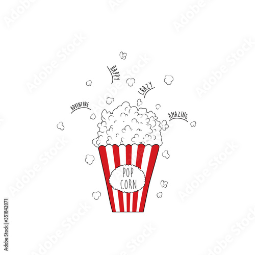 popcorn text line red white tee illustration art vector