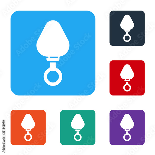White Anal plug icon isolated on white background. Butt plug sign. Fetish accessory. Sex toy for men and woman. Set icons in color square buttons. Vector Illustration