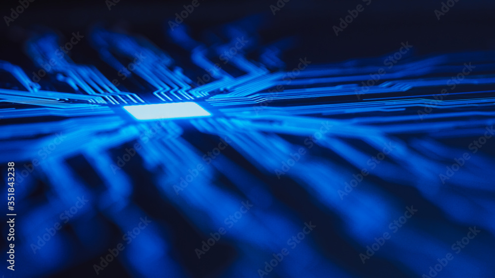 Foto de Digitalization Concept: Computer Screen Activates and Shows ...