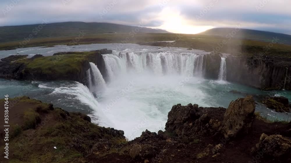 Gorgeous sunset at Godafoss waterfall, Iceland Gorgeous sunset at Godafoss waterfall, Iceland