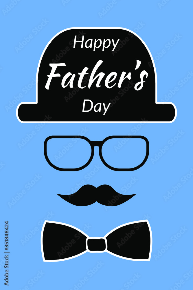 Illustration Greeting Fathers Day Hat Mustache Stock Vector