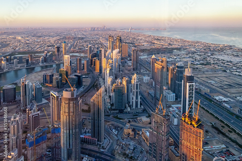 The Dubai skyline in the morning