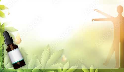 CBD oil receptors of the body's effects and cannabis affecting the treatment of the human body in posters.