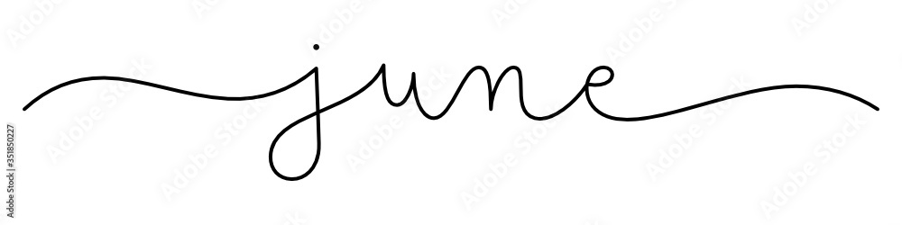 JUNE black vector monoline calligraphy banner JUNE black vector monoline calligraphy banner