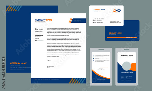 Modern Corporate Brand Identity Set with Letterhead, Business Card, Identity/ID card  Vector Template