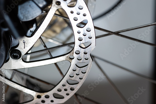 Bicycle wheel part with disc brakes, Bicycle part, round, mountain Mtb.