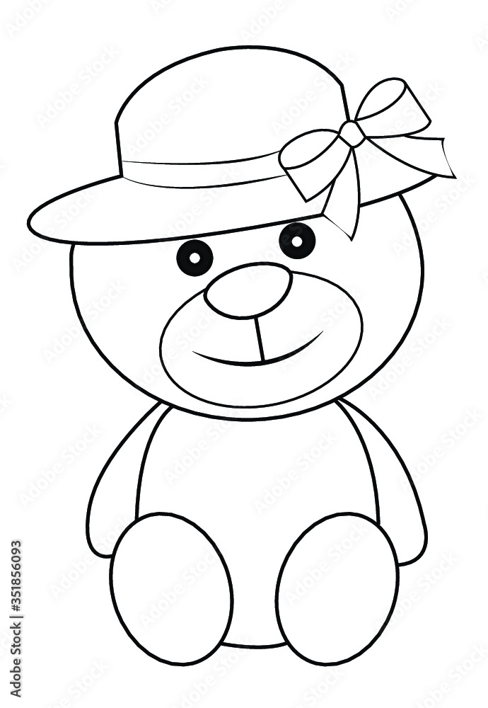 Fototapeta premium Cute Teddy bear Toy Colouring Activities