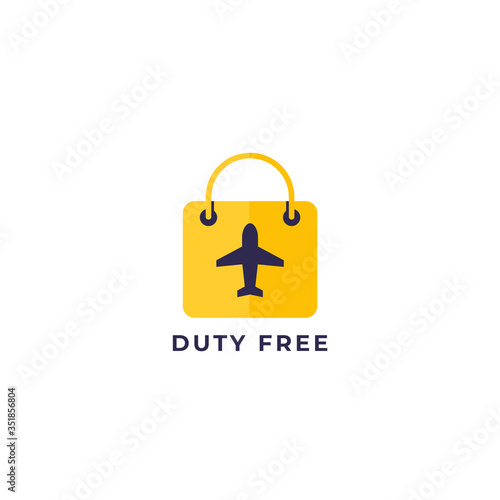 Duty free bag icon, vector logo