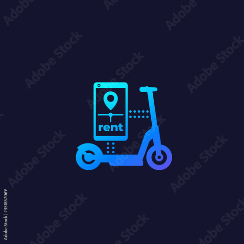 scooter rent service icon for web and apps