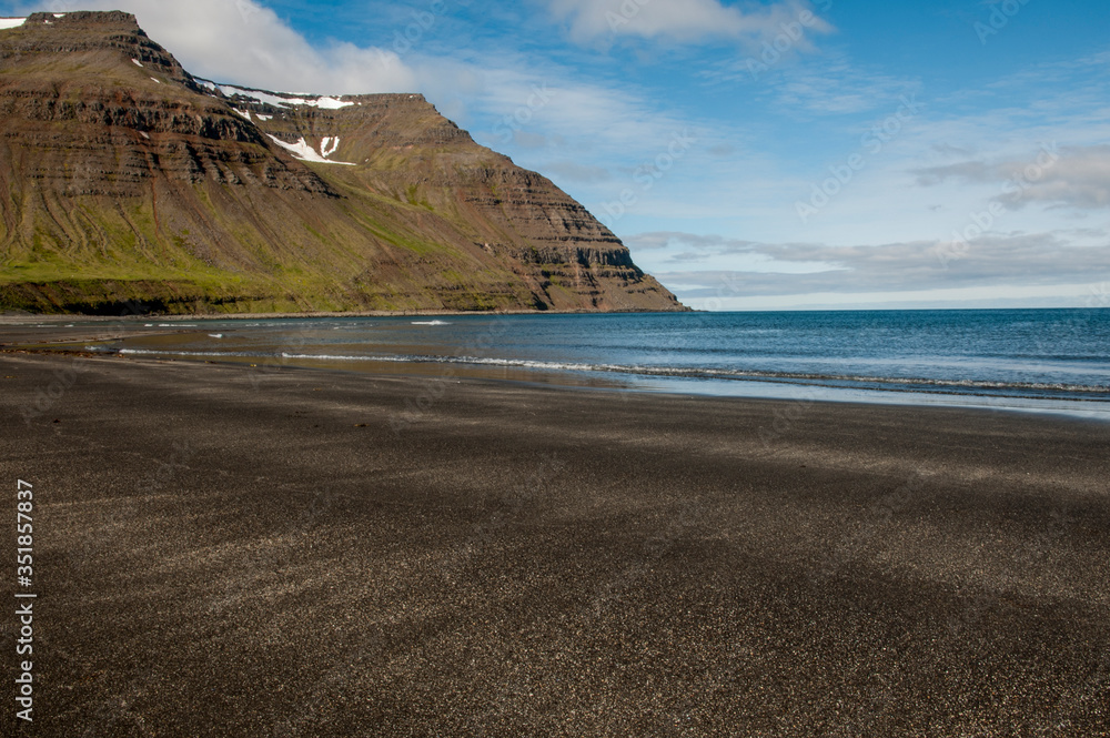 black sand at icelands coast