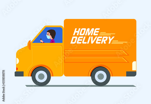 Home delivery van. Vector EPS