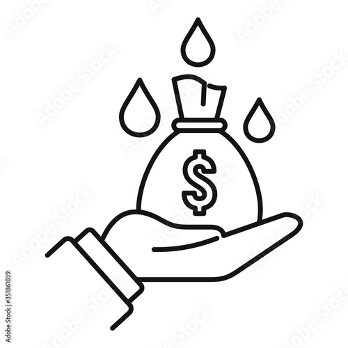 Laundering money bag icon. Outline laundering money bag vector icon for web design isolated on white background