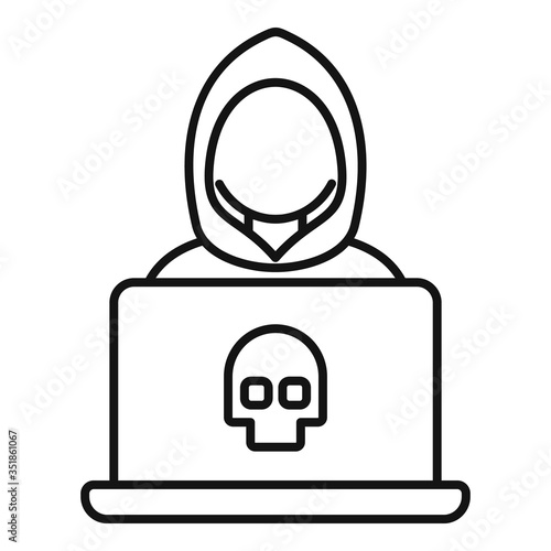 Hacker money laundering icon. Outline hacker money laundering vector icon for web design isolated on white background