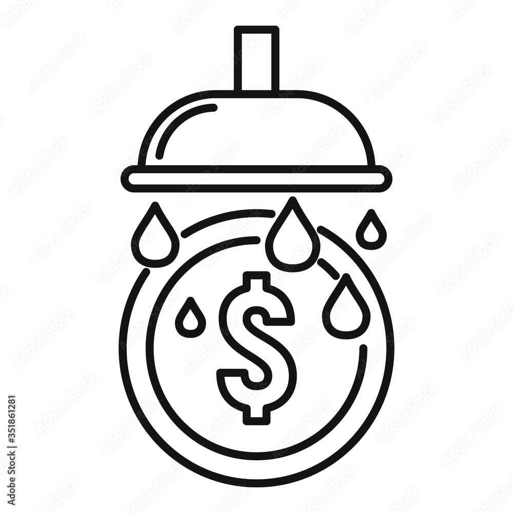 Wash bath coins icon. Outline wash bath coins vector icon for web design isolated on white background Wash bath coins icon. Outline wash bath coins vector icon for web design isolated on white background